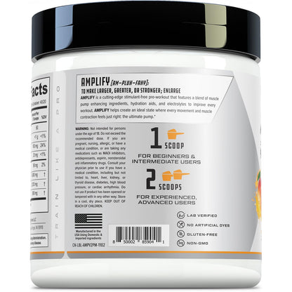 Cutler Nutrition Amplify 2.0 Caffeine Free Pre Workout for Men and Women Stimulant Free