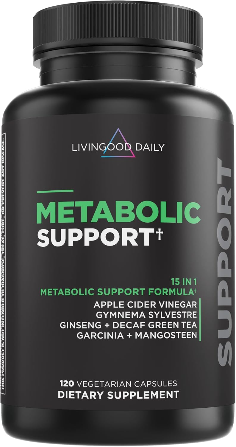 Livingood Daily Metabolism Booster for Women & Men, Metabolic Support (120 Vegetarian Capsules) - Metabolism Boost Supplement Supports Digestive & Heart Health - Non-GMO, Gluten-Free, & Vegan