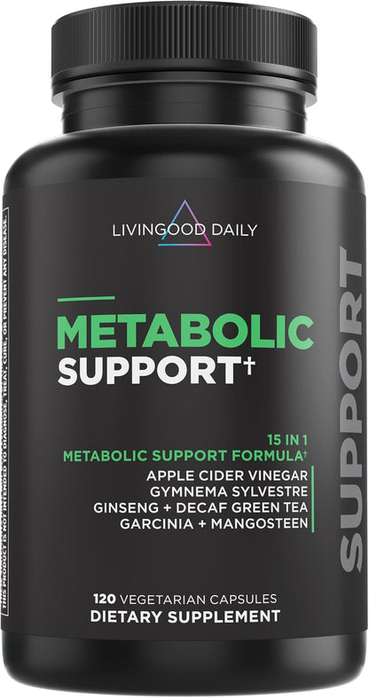 Livingood Daily Metabolism Booster for Women & Men, Metabolic Support (120 Vegetarian Capsules) - Metabolism Boost Supplement Supports Digestive & Heart Health - Non-GMO, Gluten-Free, & Vegan