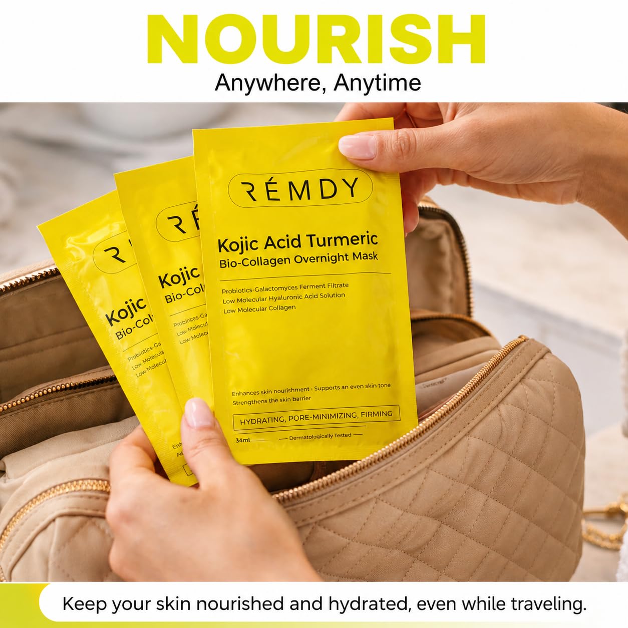 Kojic Acid Turmeric Face Mask — 36-in-1 Kojic Acid Overnight Mask(34ml x 5) | Non-Sticky, Lightweight Kojic Acid Face Mask for Glass Glow Skin, Hydration, Moisture Barrier Support, Improved Skin Texture