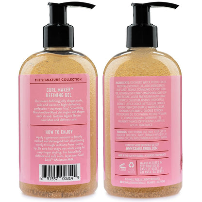Camille Rose Curl Maker Defining Gel, Soft Hold – Textured, Curly Hair Moisture, Detangler, Frizz Control with Nourishing Botanicals, 12 Fl Oz