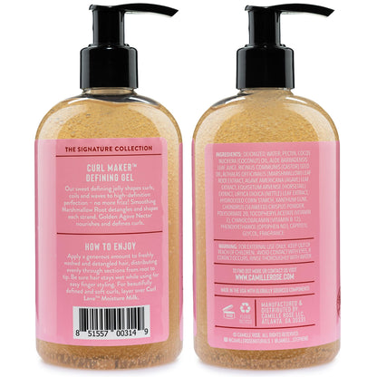 Camille Rose Curl Maker Defining Gel, Soft Hold – Textured, Curly Hair Moisture, Detangler, Frizz Control with Nourishing Botanicals, 12 Fl Oz