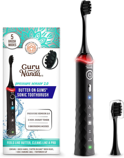 GuruNanda Electric Toothbrush-Soft Bristle Pressure Sensor Sonic Toothbrush
