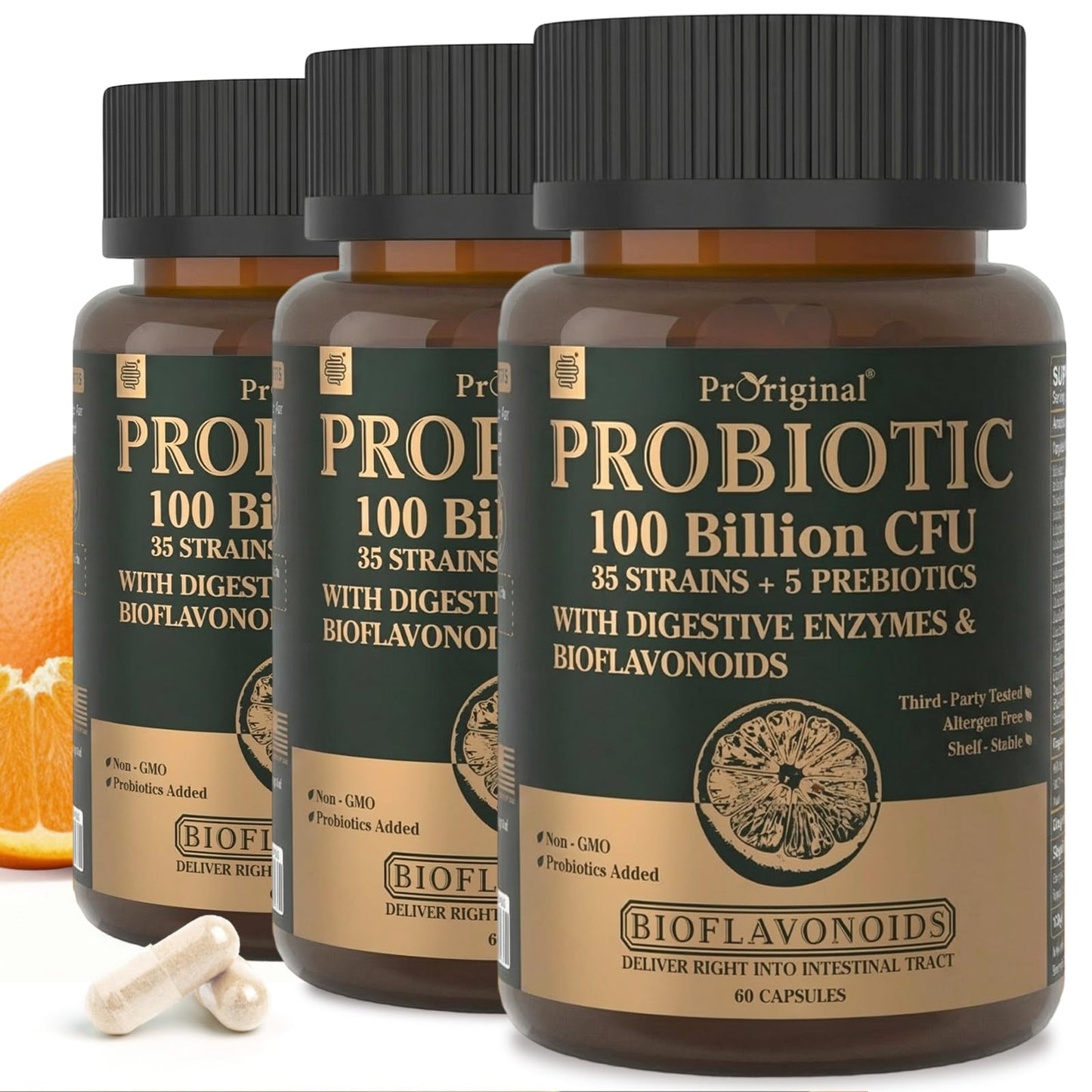 Probiotics with Prebiotics for Men and Women - 35 Strains Probiotics 100 Billion CFU for Gut & Digestive Health, Vegan Acidophilus Probiotic Supplement, Non-GMO Raw Probiotic 60 Capsules