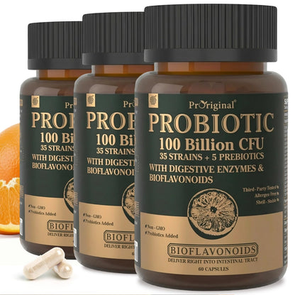 Probiotics with Prebiotics for Men and Women - 35 Strains Probiotics 100 Billion CFU for Gut & Digestive Health, Vegan Acidophilus Probiotic Supplement, Non-GMO Raw Probiotic 60 Capsules