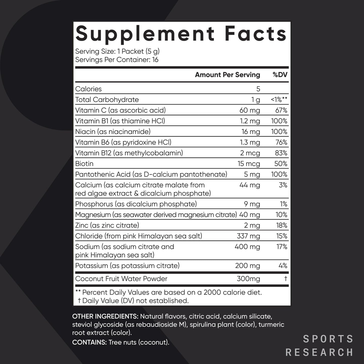 Sports Research® Hydrate Electrolytes Powder Packets - Sugar-Free & Naturally Flavored with Vitamins, Minerals, and Coconut Water - Supports Hydration - 16 Packets - Variety Pack | Sugar-Free