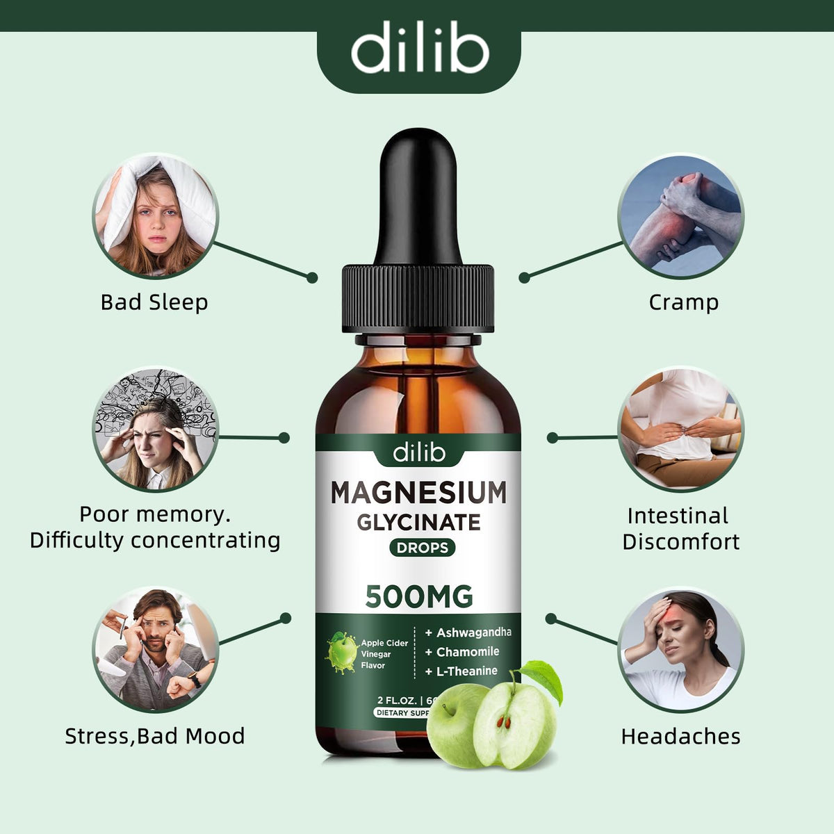 Magnesium Glycinate Supplement, Magnesium Liquid Drops with Magnesium Glycinate