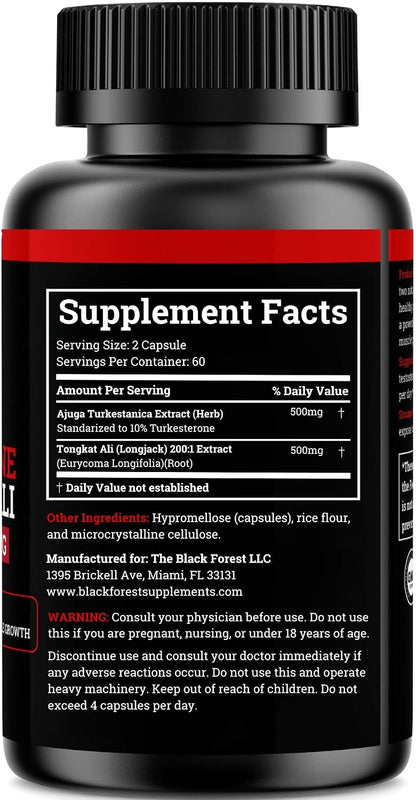 Black Forest Turkesterone Tongkat Ali Supplement 1000mg per Serving (Max Purity 95%) Turkesterone Supplement for Men (Tongkat Ali for Men Longjack 200:1) Similar to Tongkat Ali Fadogia Agrestis