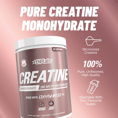EHP Labs CREA-8 Creatine Monohydrate Powder, Unflavored, 100 Servings | Micronized Creatine For Muscle Growth, Strength & Energy. Mixes Easily, No Clumping. Pre Or Post Workout. 500g