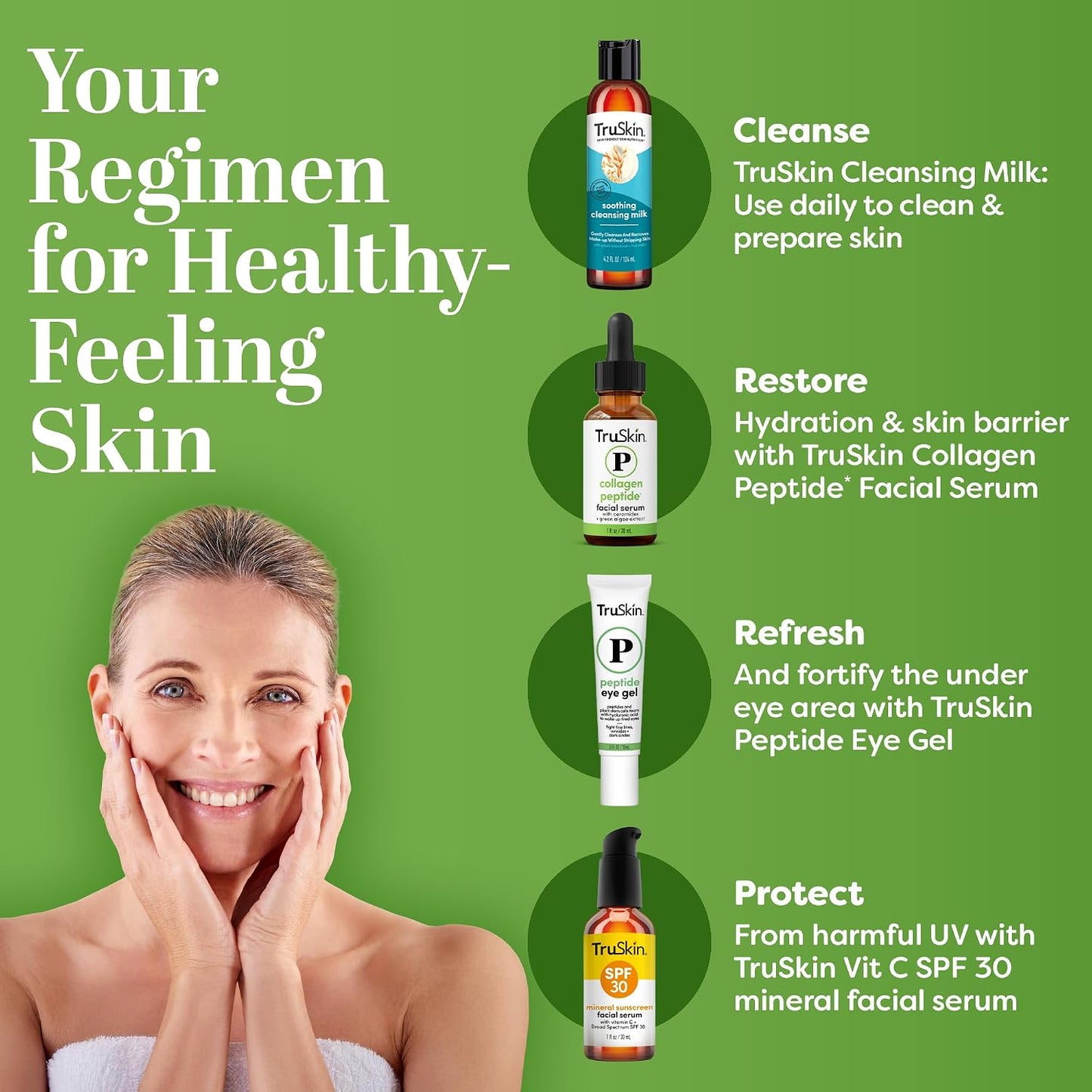 TruSkin Peptide Serum for Face with Tripeptide-29 & Ceramides, 1 fl oz | Multi-peptide formula with Ceramides helps support collagen, skin barrier & firmer-looking skin for smoother texture