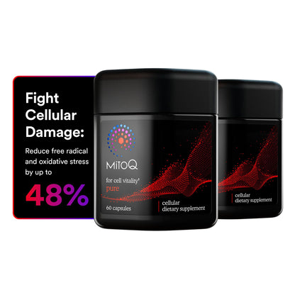 MitoQ Pure Advanced Mitochondria Supplement - Superior Bioavailability to CoQ10 - Patented Vitality Supplement for Sustained Energy, Heart Health, Metabolic Support, and Healthy Aging (60 Capsules)