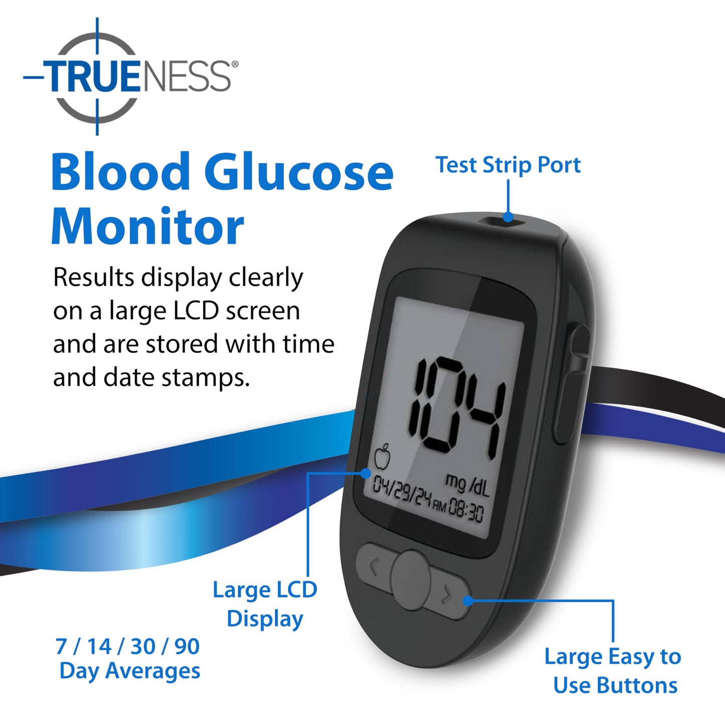 TRUENESS Blood Glucose Meter Kit with Testing Supplies | Includes Blood Glucose Monitor, Case, 100 Test Strips, 100 Lancets, Lancing Device - Fast, Easy Testing Supplies for Home Use