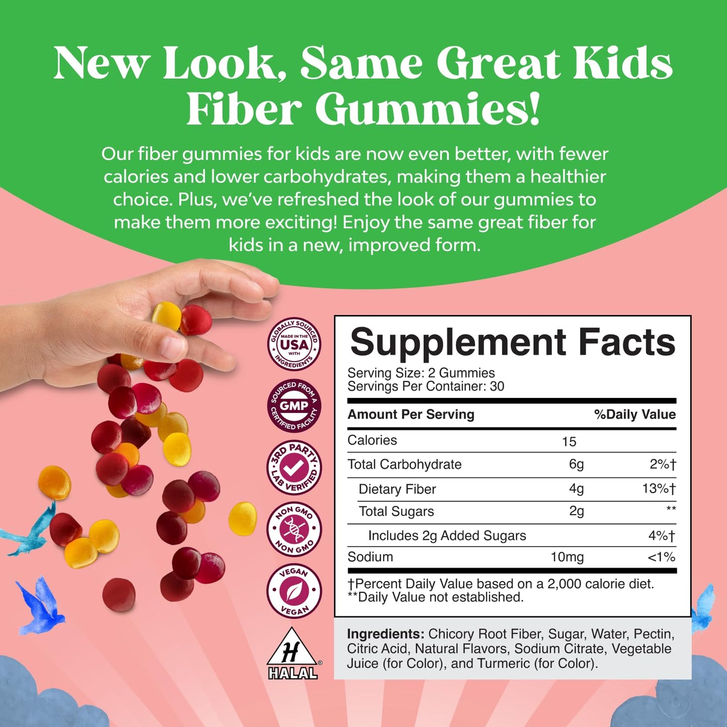 Natures Craft High Prebiotic Fiber Gummies for Kids - Dietary Fiber Supplements for Digestion & Constipation - Chicory Root Kids Immune Gummies - Non-GMO Digestive Nutritional Supplements - 120 Count