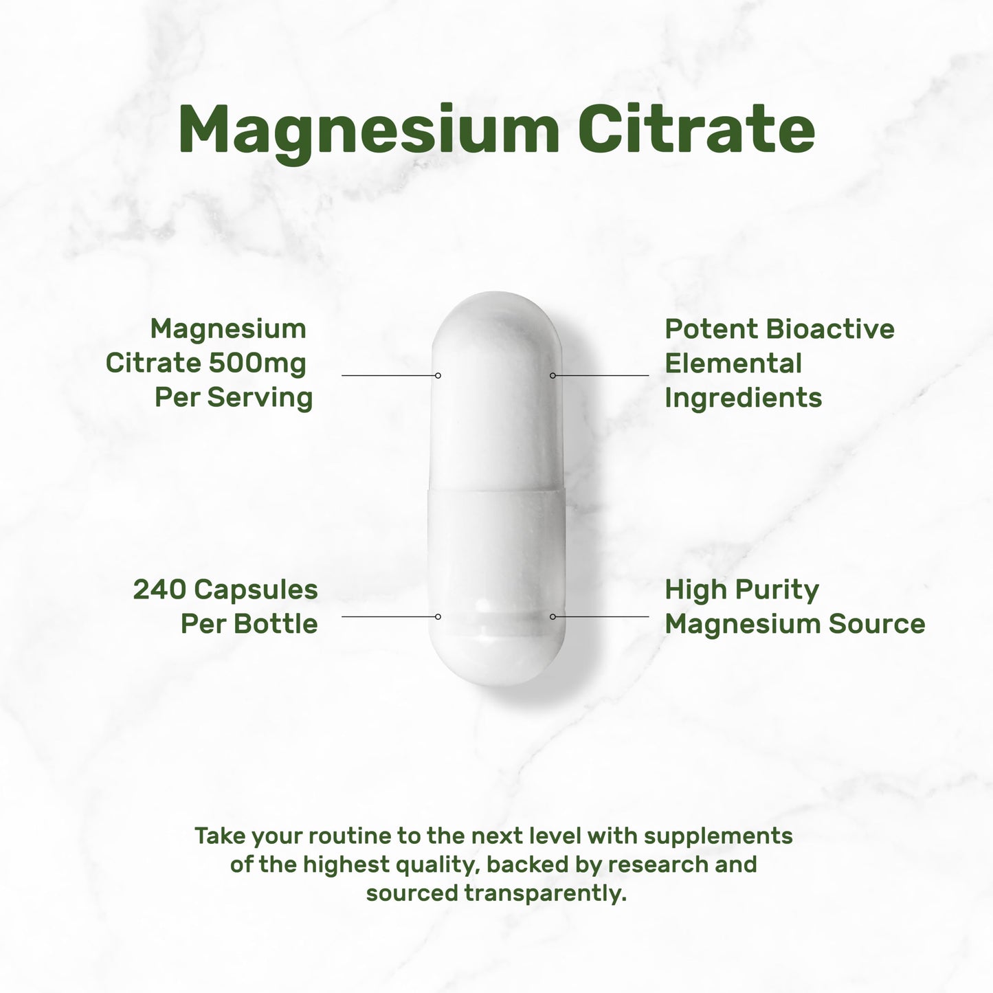 Deal Supplement Magnesium Citrate 500mg, 240 Capsules | One a Day, Easily Absorbed, Purified Trace Mineral – Non-GMO