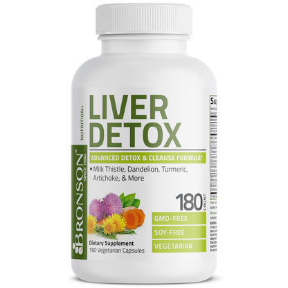 Bronson Liver Detox Advanced Detox & Cleansing Formula 60 Capsules | Liver Health Support with Milk Thistle, Dandelion Extract, Turmeric, Artichoke Leaf & Beet Root, Non-GMO, Soy-Free