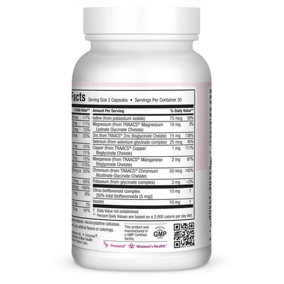 Maxi-Health Small Prenatal Capsules With Methyl Folate - Minerals, Gentle Iron, Vitamins - Kosher, 60 Count