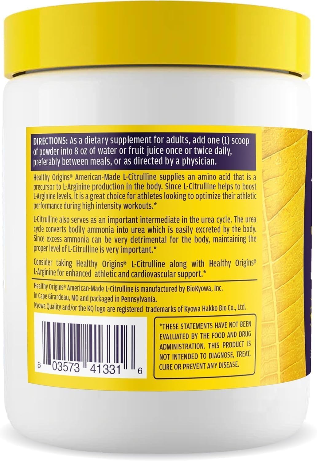 Healthy Origins L-Citrulline Powder, 2,000 mg per Serving, 300g