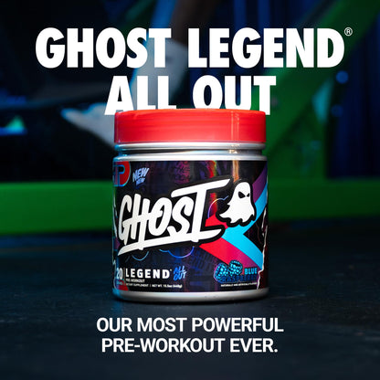 GHOST Legend All Out Pre-Workout Powder, Strawbango - 20 Servings - Preworkout Drink Mix Supplement for Men & Women - Energy & Pumps - Caffeine, Beta Alanine, Betaine, NO3-T- Sugar Free
