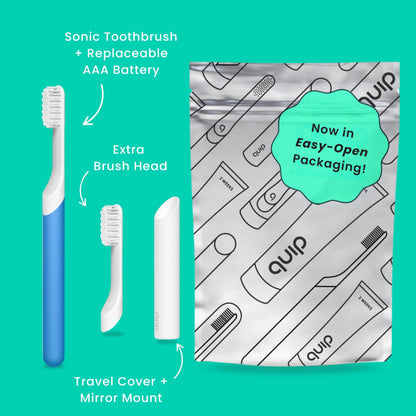 Quip Sonic Electric Toothbrush for Adults, Extra Brush Head, Marine Blue