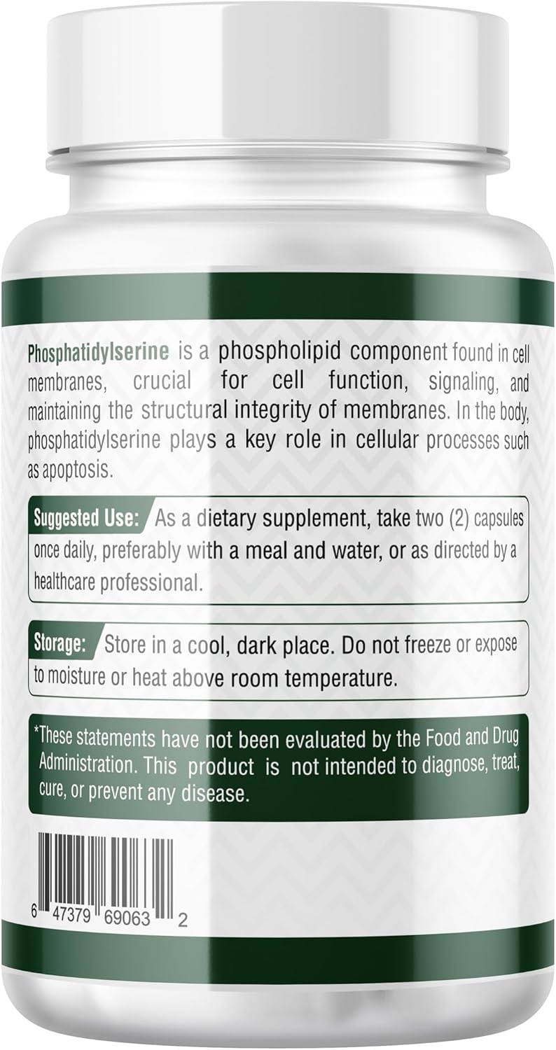 Probase Nutrition Phosphatidylserine 300mg Supplement Brain Health and Memory Support Non-GMO Gluten Free 120 Capsules Phosphatidyl Serine Complex