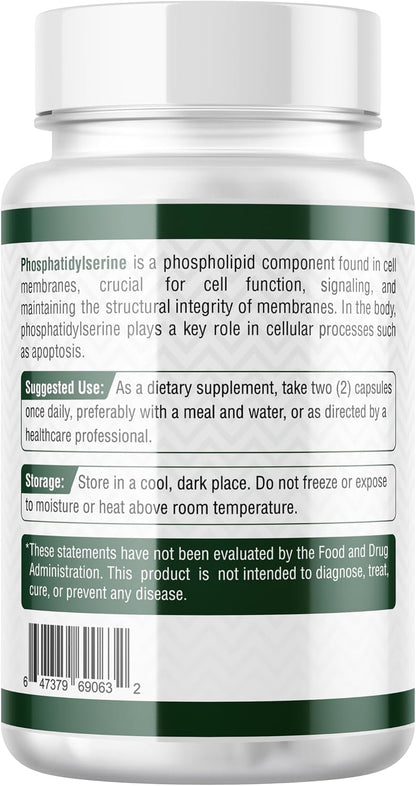 Probase Nutrition Phosphatidylserine 300mg Supplement Brain Health and Memory Support Non-GMO Gluten Free 120 Capsules Phosphatidyl Serine Complex