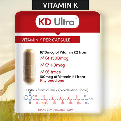 Arthur Andrew Medical, KD Ultra, Full Spectrum K2 & D3, 90 Capsules | Full Spectrum Vitamin K2 (MK4, MK6, MK7), Vitamin D3, & Lipase. Heart, Bone, And Circulation Support.