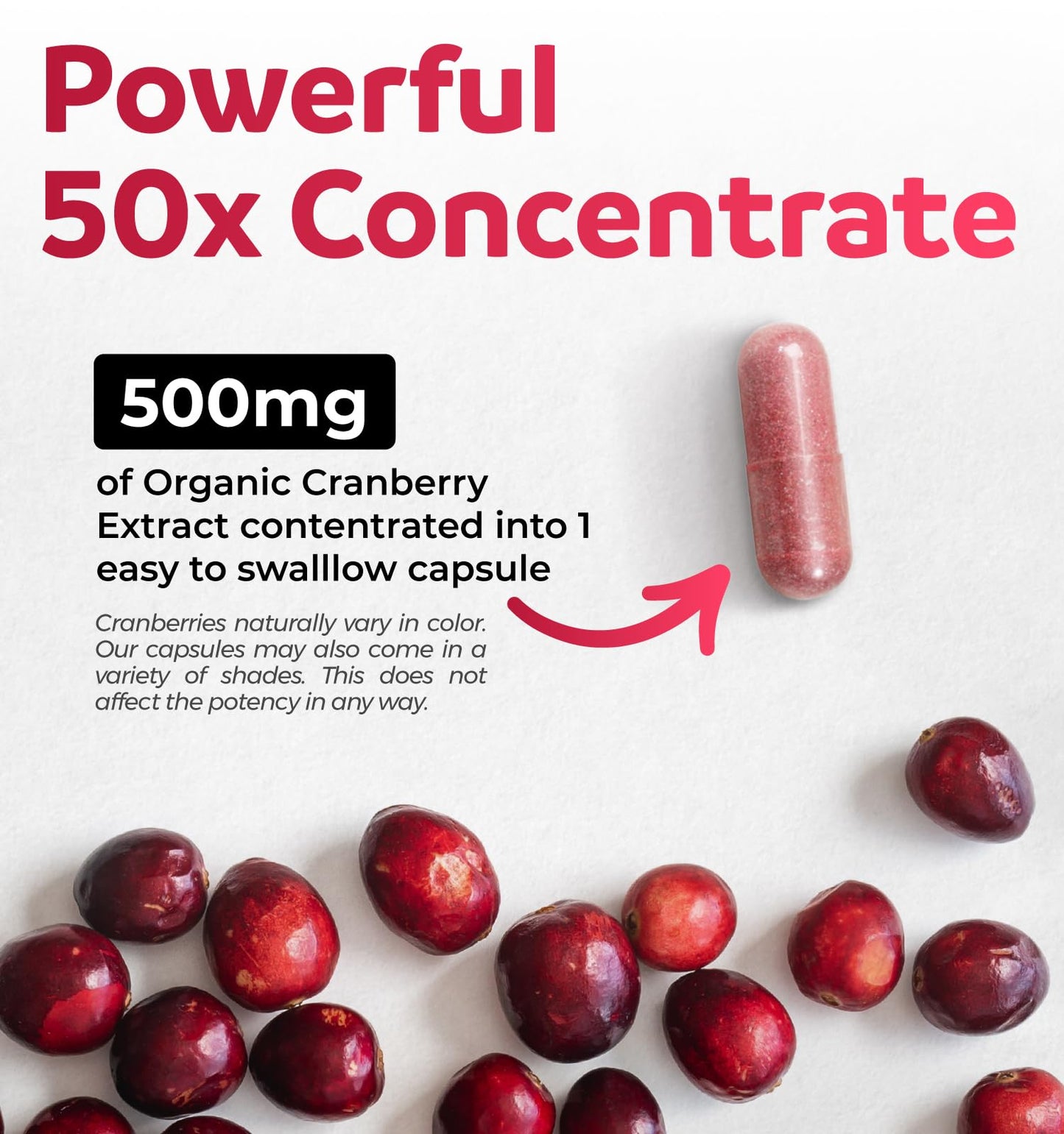 Organic Cranberry Pills - Vegan Supplement for Urinary Tract Health & Kidney Cleanse - Cranberry Pills for Women 500mg 50:1 Cranberry Concentrate Per Serving - Urinary Tract Support - 60 Capsules