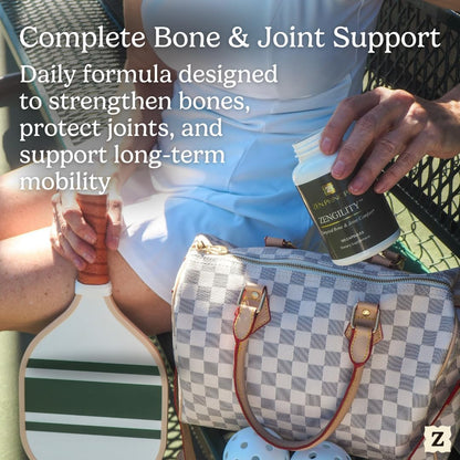 Zen Principle Zengility™ Joint Support & Bone Strength Supplement – Fast-Acting Relief with MSM, Plant Calcium, Vitamin K2 & D3. Shellfish-Free Vegan Formula for Mobility & Comfort. 240 Capsules