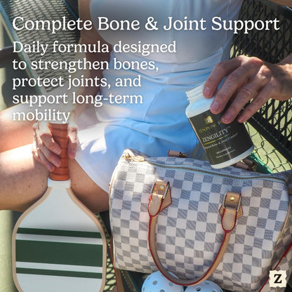 Zen Principle Zengility™ Joint Support & Bone Strength Supplement – Fast-Acting Relief with MSM, Plant Calcium, Vitamin K2 & D3. Shellfish-Free Vegan Formula for Mobility & Comfort. 240 Capsules