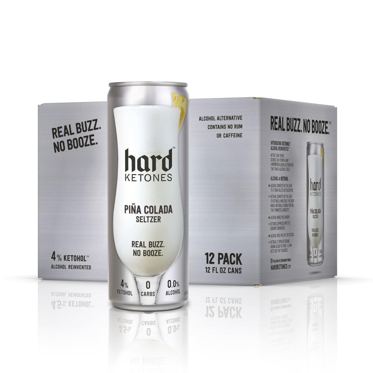 Hard Ketones Pina Colada Seltzer | Alcohol Alternative with 4% Ketohol | 12 Pack, 12 Oz 