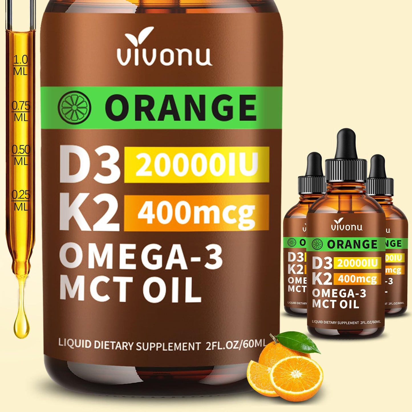 VivoNu Vitamin D3 K2 10000 IU with MK7-300 Virgin Coconut Oil Softgels, 2 in 1 Vitamins D & K Complex | Vitamina D3 con K2 (300 Softgels /1 Bag)