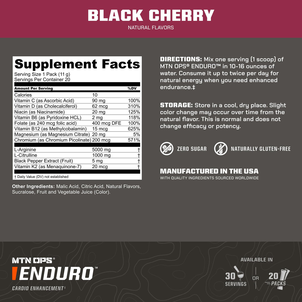 MTN OPS Enduro Stim-Free Pump Pre Workout, Pineapple