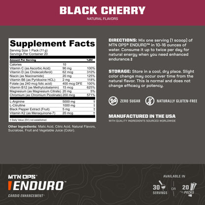 MTN OPS Enduro Stim-Free Pump Pre Workout, Pineapple