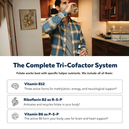 FolinicActive™ Organic Folinic Acid Liquid Drops for Brain, Heart, Nerve & Mood Support - 1700 mcg with B12, B6 & Riboflavin B2 - Tri-Cofactor Absorption System -Berry Flavor Drops, 1fl oz-60 Servings