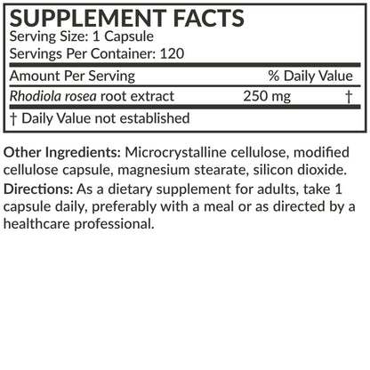 Futurebiotics Rhodiola Rosea Powder Adaptogenic Herb Vegetarian Capsules, 60 Count