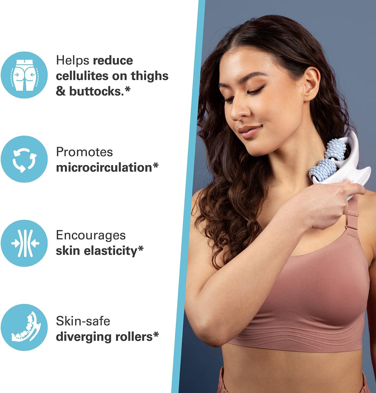 Anti Cellulite Body Massage Roller with Grip-Friendly Design & Anti Cellulite Body Massage Oil for Massage Therapy (8 Fl Oz)