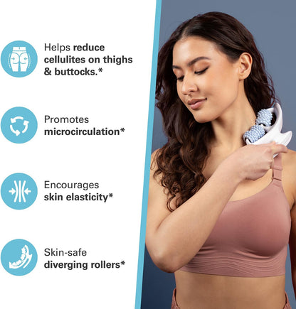 Anti Cellulite Body Massage Roller with Grip-Friendly Design & Anti Cellulite Body Massage Oil for Massage Therapy (8 Fl Oz)