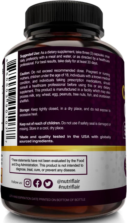 NutriFlair Multi Collagen Peptides 2250mg, 90 Capsules - Type I, II, III, V, X - Collagen Supplements Complex Powder Pills for Women and Men - Hydrolyzed Protein, Healthy Hair, Skin, Nails - Non-GMO