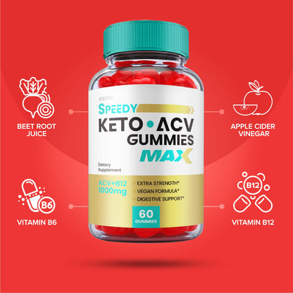 (3 Pack) Speedy Keto ACV Gummies Maximum Strength, Speedy Keto Plus ACV Gummies