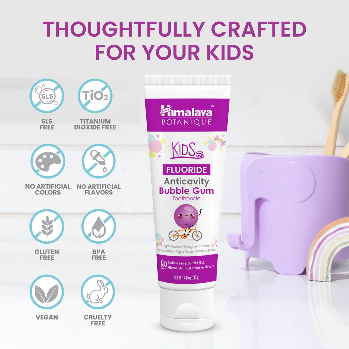 Himalaya Botanique Anticavity Fluoride Toothpaste, Fluoride with Multi-Benefit Support, Fights Cavities, Strengthens Enamel, Promotes Remineralization, Mint Flavor, 4 oz.
