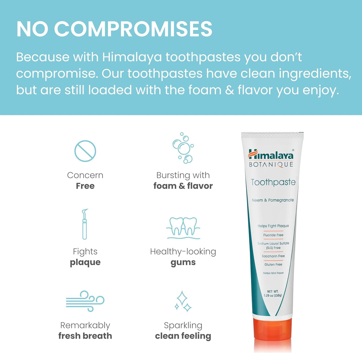 Himalaya Botanique Neem & Pomegranate Toothpaste, Mint, 5.29 oz, 2 Pack