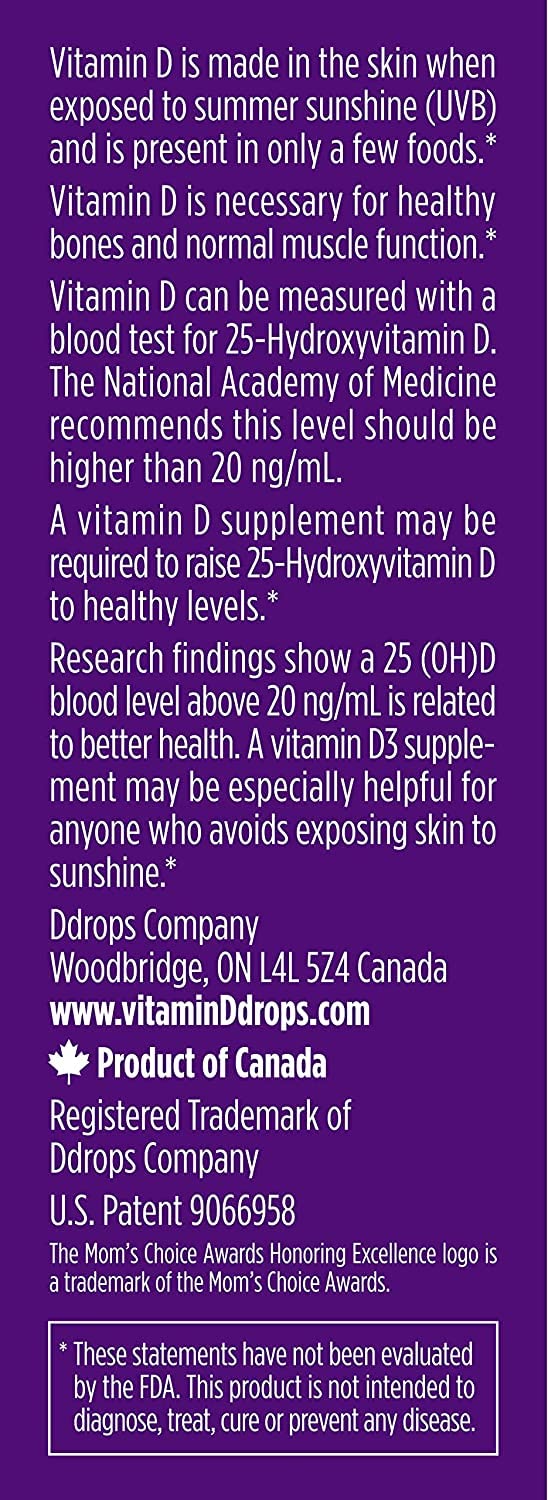 Ddrops Kids Booster 600IU 100 Drops - Daily Liquid Vitamin D for Kids. Support Strong Bones & Immune System in Children. No Preservatives, No Sugar, Non-GMO, Allergy-Friendly