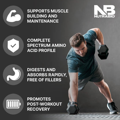 NutraBio Classic Whey Protein Powder- 25G Protein Per Scoop - Full-Spectrum Amino