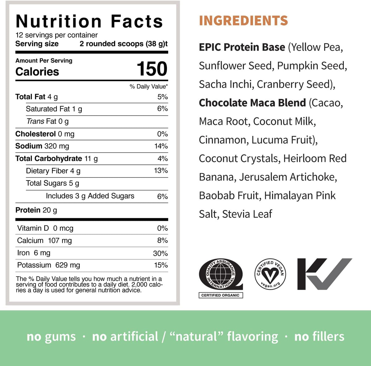 Sprout Living Epic Protein Bundle - Chocolate Maca & Vanilla Lucuma (20g Organic Plant-Based Protein Powder, Vegan, Gluten Free, Superfoods) | 1lb, 12 Servings