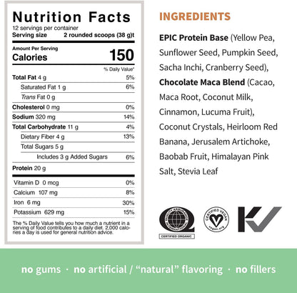 Sprout Living Epic Protein Bundle - Original, Chocolate Maca & Vanilla Lucuma (20-26g Organic Plant-Based Protein Powder, Vegan, Superfoods) | 1lb, 12 Servings