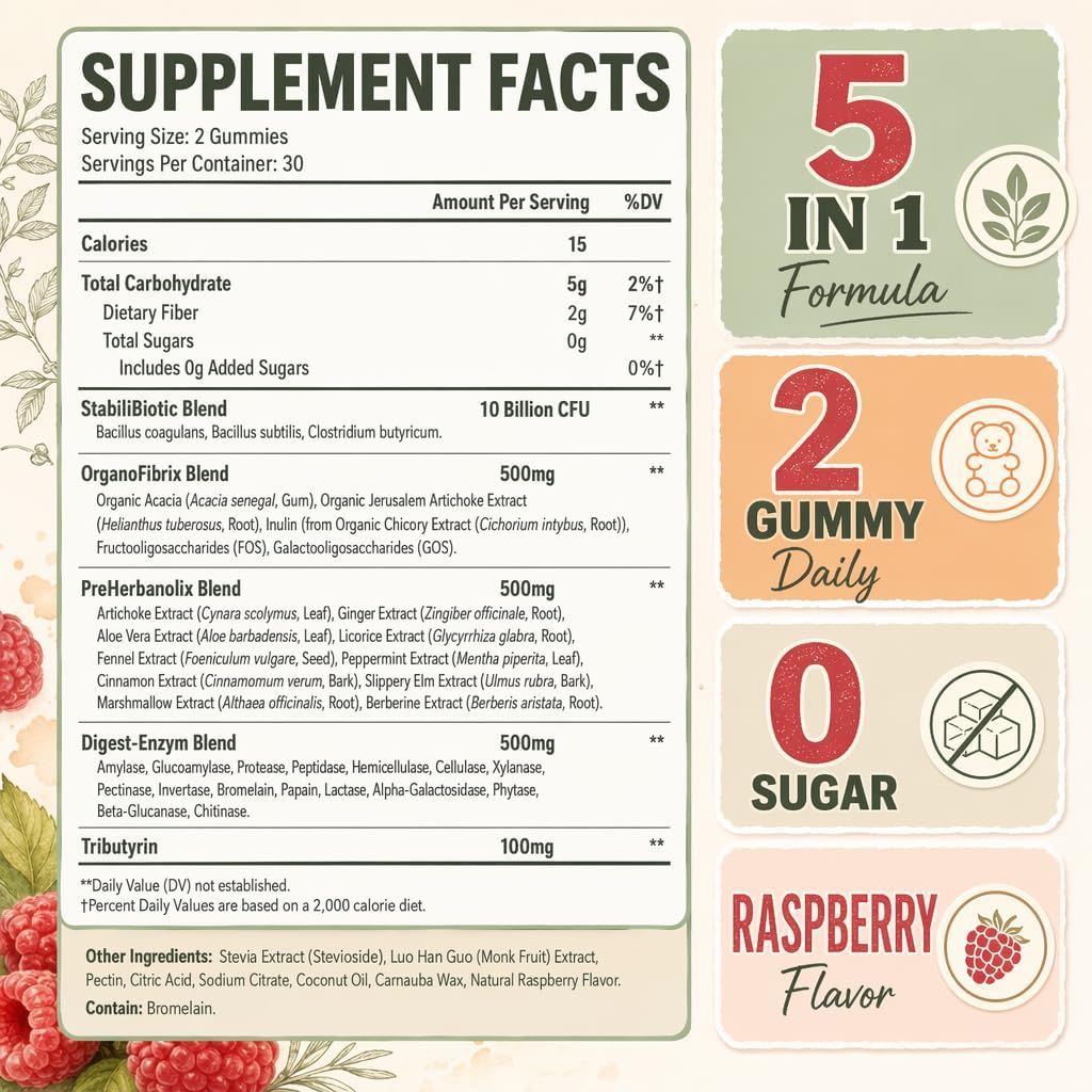Probiotic Gummies, Probiotics for Gut Health, 0 Sugar - 60 Counts