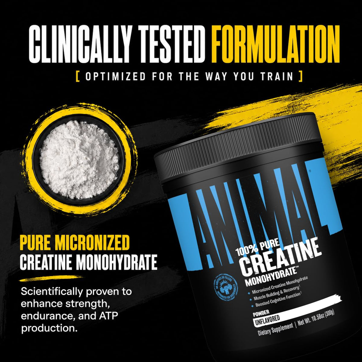 Animal Creatine Monoydrate Powder for Men & Women | Unflavored 300g