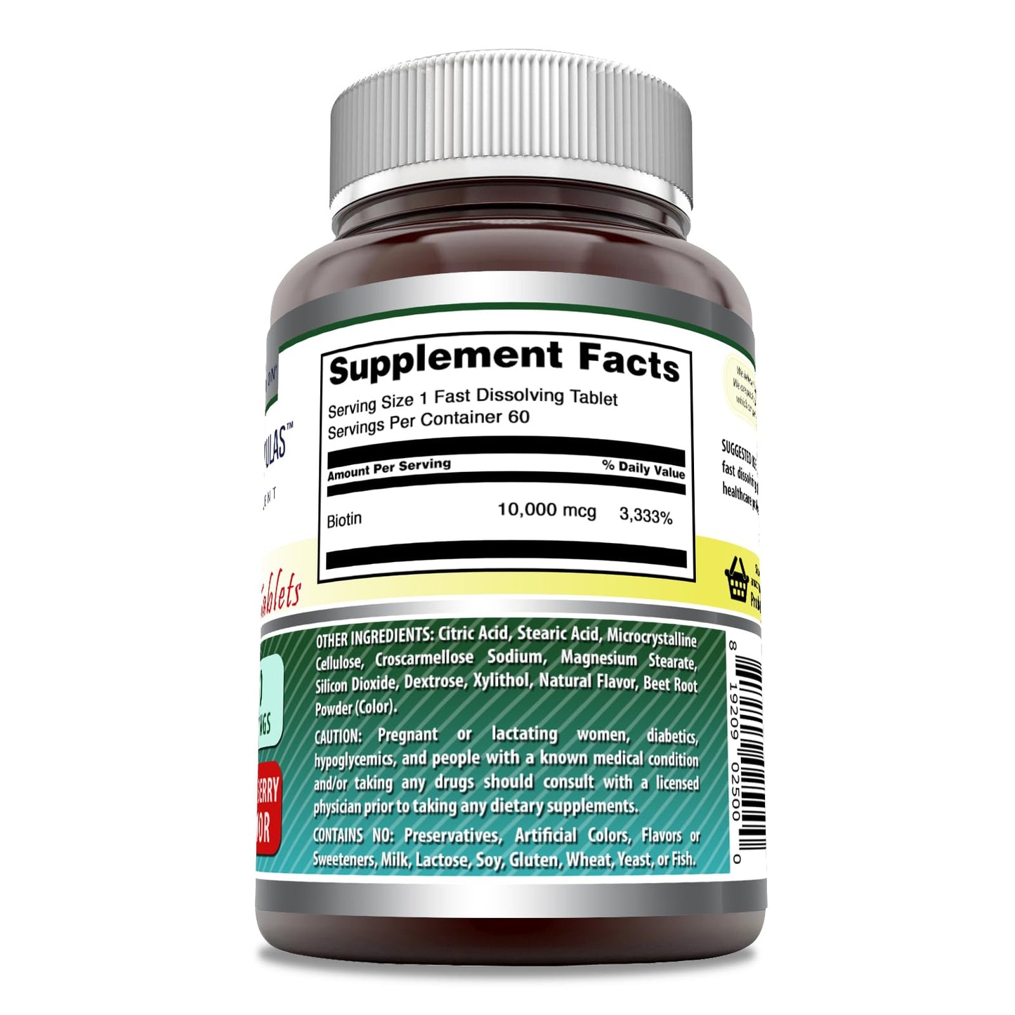 Amazing Formulas Biotin 10,000 mcg | Fast Dissolve Tablets | Non-GMO | Gluten Free Supplement | Made in USA (Strawberry, 60 Count)
