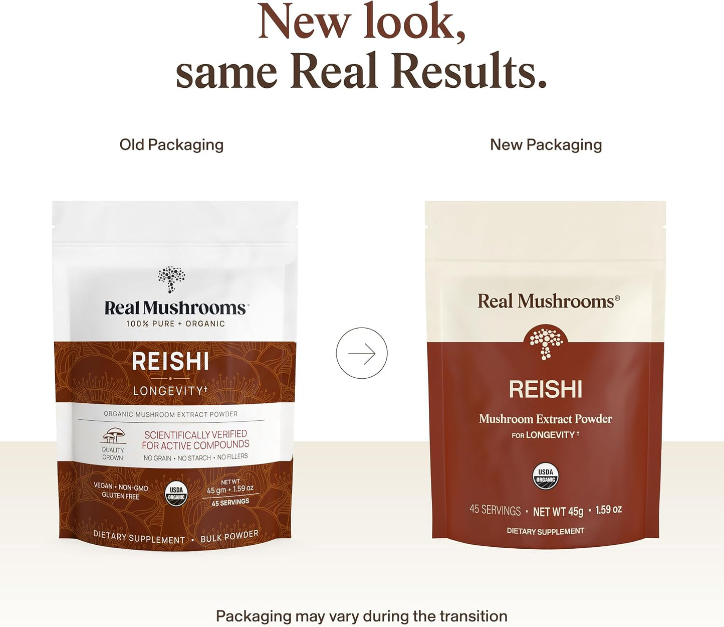Real Mushrooms Reishi Mushroom Powder - Handpicked Organic Mushroom Extracts - Red Reishi for Tranquil Daily Wellness with Verified Beta Glucans Vegan, Non-GMO, No Grain Fillers, 45 Servings