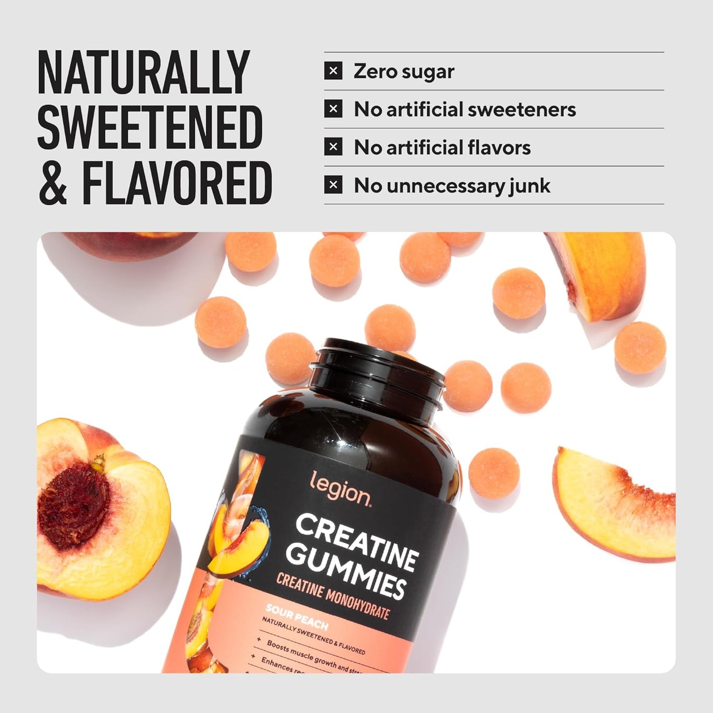 LEGION Creatine Monohydrate Gummies for Men & Women – Clean Chewable Creatine Supplement for Strength, Endurance & Muscle Recovery – 30 Sour Raspberry Lemonade Servings – No Artificial Flavors